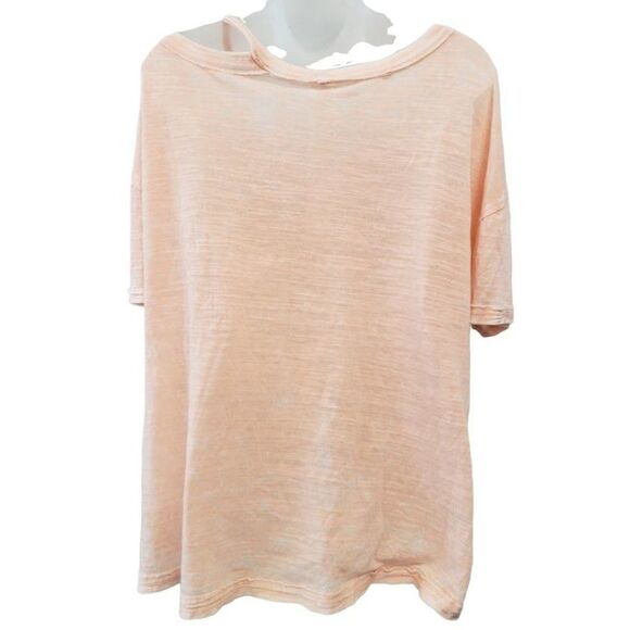 Free People Burnout Cold Shoulder Top Women's Pale Pink Distressed Faded NEW - Picture 3 of 12